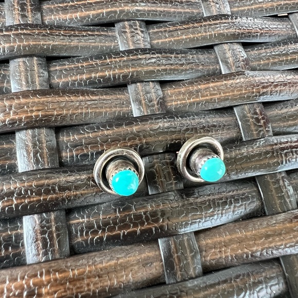 Boho Turquoise Stud Earrings - Picture 2 of 5